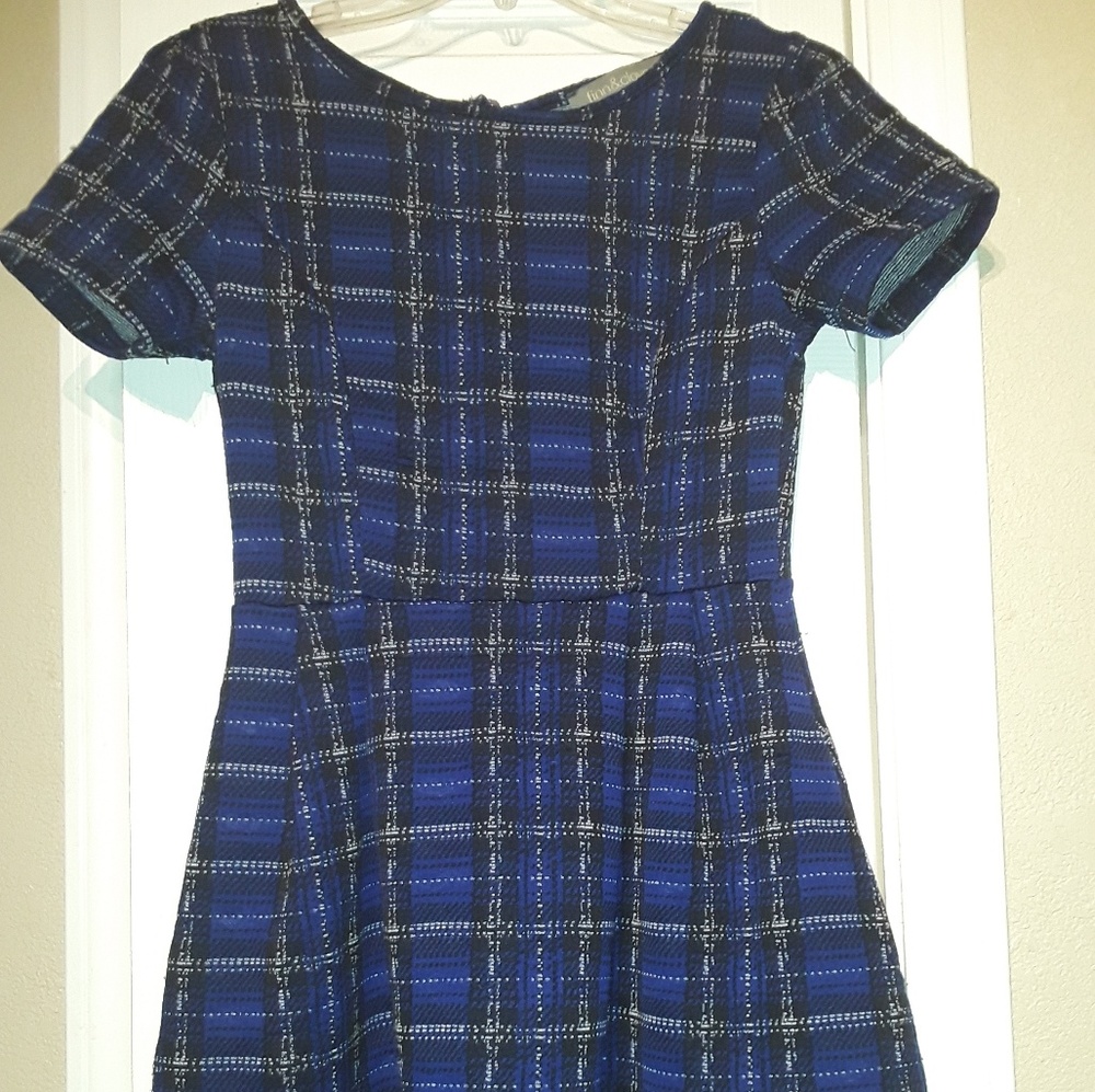 Blue Plaid Mini Dress
